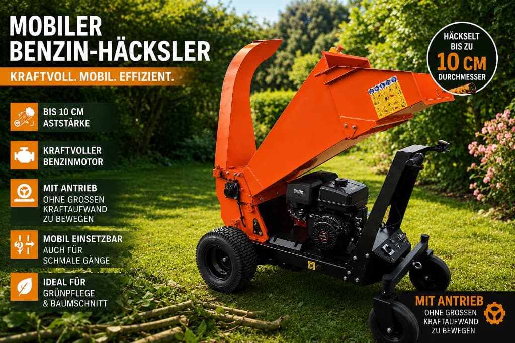 Mobiler Benzin-Holzhäcksler mit Antrieb mieten bei Green Guard GmbH